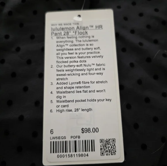 NWT Lululemon POLKA FLOCK Align Leggings Size 6 Polka Dot 28" Inseam - Picture 2 of 3